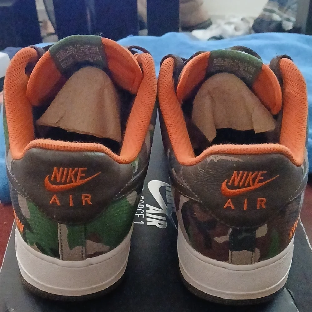 Nike Camo Air Force 1 Sneakers - Green/Brown/Orange - Picture 3 of 8